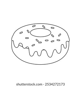 Donut aislado en el fondo blanco para colorear la actividad del libro	