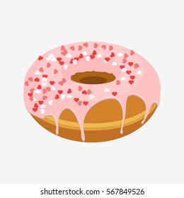 Donut isolated on white background. Flat vector stock illustration