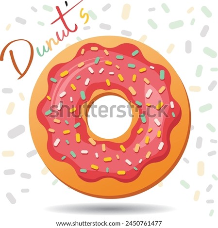 Donut isolated white background, an illustration of donuts with pink frosting and sprinkles.