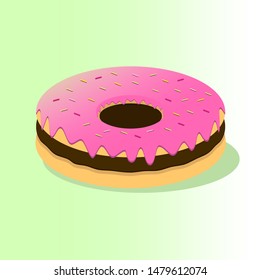 Donut with jam chocolate cream inside vector illustration