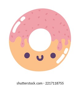 donut kawaii breakfast icon isolated