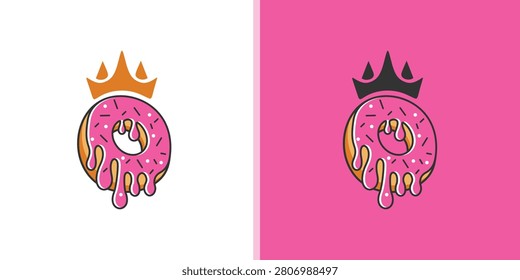 Donut king bakeshop logo template illustration