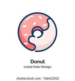 Donut Leneal Color Vector Illustration