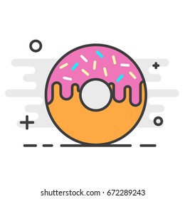 Donut Line Art Icon. Vector Illustration