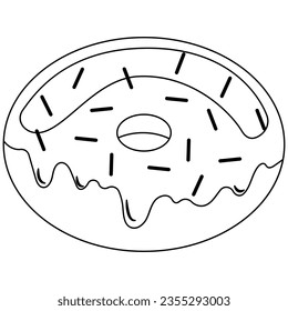 Ilustración artística de líneas de donut. Ilustración vectorial plana con tema de postre. Comida.