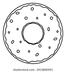 línea de donut doodle colorido día de chocolate crema de alimento elemento vector