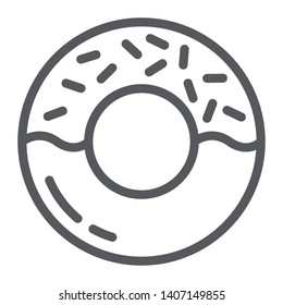 Donut line icon, delicious and food, cake sign, vector graphics, a linear pattern on a white background, eps 10.
