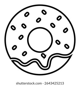donut line icon design. donut thin black outline symbol vector illustration. editable stroke icon on transparent background.
