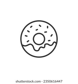 Donut line icon with editable stroke. Outline fast food symbol. Vector illustration isolated on white background.