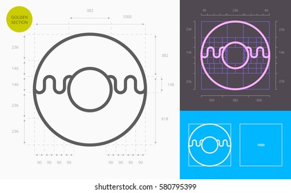 donut line icon (golden section)