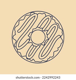 Donut line icon. Minimalistic creativity and art, aesthetics and elegance concept. Graphic element for cafe or restaurant website, menu and sweet products, dessert. Cartoon flat vector illustration