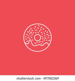 Donut Line Icon On Red Background