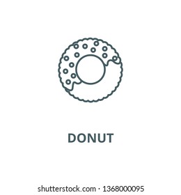 Donut line icon, vector. Donut outline sign, concept symbol, flat illustration