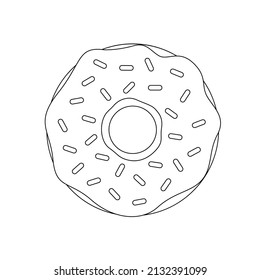 Donut in line style vector illustration isolated on white background