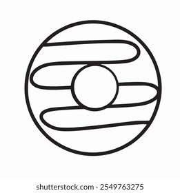 Donut line vector with chocolate glaze