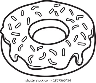 donut  line vector illustration isolated on white background ,donut coloring book