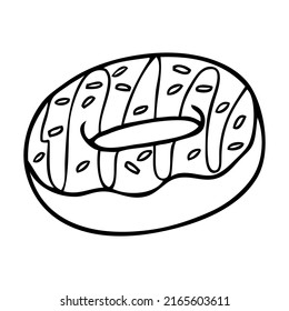 donut line vector illustration,isolated on white background,top view