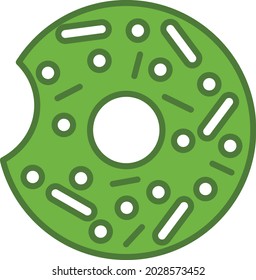 Donut Linear Green Filled Vector Icon Design