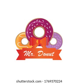 Donut logo, bakery shop logo vector illustration
