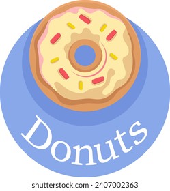 donut logo, delicious tasting bread making business, flat illustration