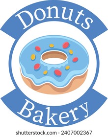 donut logo, delicious tasting bread making business, flat illustration