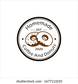 Donut Logo Design Bakery Vector Illustration, Circle Stamp with Doughnut  Graphic Food Label Idea