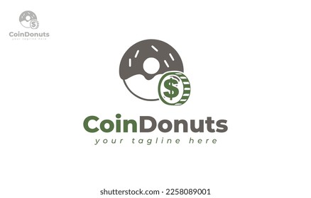 Donut logo design combined with coin. vector