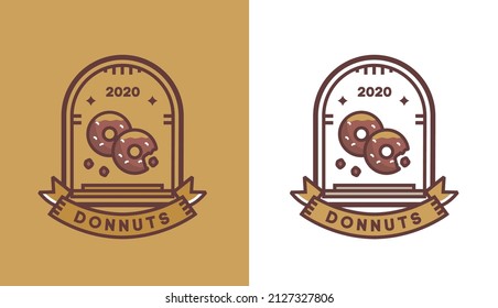 donut logo design, modern vintage wet cake for cafe logo, suitable for food and beverage business