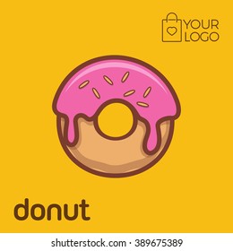 Donut Logo icon flat design, Vector illustration banner