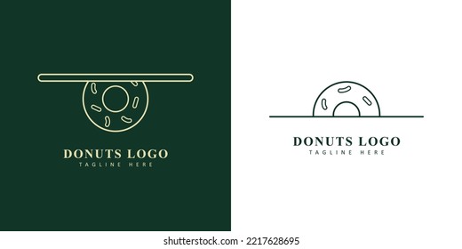 donut logo in modern line style. Vector illustration.