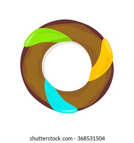 Donut logo. Sweet donuts design flat food. Doughnut, donuts coffee, donut isolated, coffee and cookies, cake bakery, dessert menu, snack pastry, tasty. Donuts shop. Donut icon. Donuts glaze