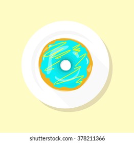 Donut logo. Sweet donuts design flat food. Doughnut, donuts coffee, donut isolated, coffee and cookies, cake bakery, dessert menu, snack pastry, tasty. Donuts shop. Donut icon. Donuts glaze