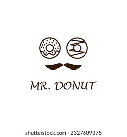 Donut logo template vector with mister concept. 