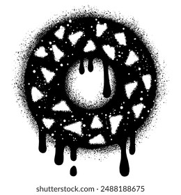 Donut logo in urban graffiti style with black spray paint. vector illustration.