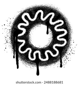 Donut logo in urban graffiti style with black spray paint. vector illustration.