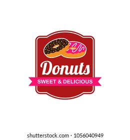 Donut Logo Vector with Badge Design