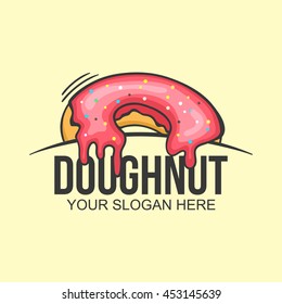 Donut Logo Vector illusration . Design element for restaurant menu illustration or for logotype . 