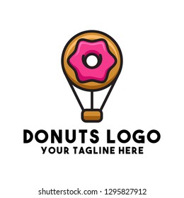 donut logo vector with pink color bread concept graphic sweet bakery logo
