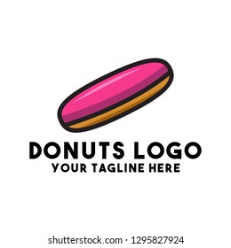 donut logo vector with pink color bread concept graphic sweet bakery logo