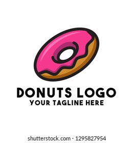 donut logo vector with pink color bread concept graphic sweet bakery logo