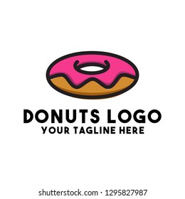 donut logo vector with pink color bread concept graphic sweet bakery logo