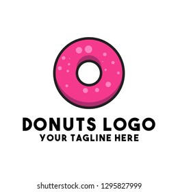 donut logo vector with pink color bread concept graphic sweet bakery logo