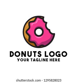 donut logo vector with pink color bread concept graphic sweet bakery logo