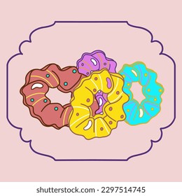 donut lolly cartoon style illustration for icon, mascot, rtc