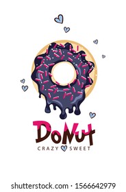 Donut love, Tasty donut print, Poster for your room, Work place print, Food lover print, Vector design, Simple shape, Love around donut, Eat Donut.