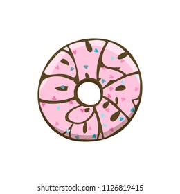 Donut lover. Hand drawn lettering in donut shape. 60s style. Stock vector