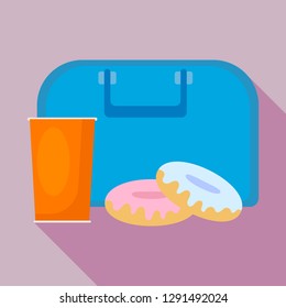 Donut lunchbox icon. Flat illustration of donut lunchbox vector icon for web design