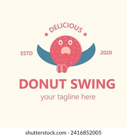 donut mascot cartoon simple concept vintage illustration graphic design suitable for t-shirts and business