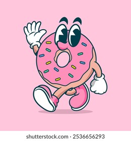 Donut Mascot Arte vectorial de dibujos animados, ilustración y gráfico