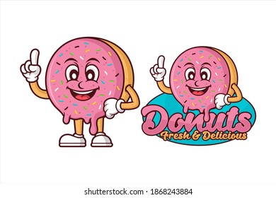 Donut mascot vector design logo